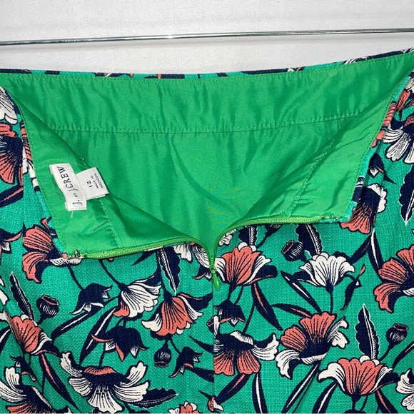 J. by J. Crew Green Floral Basketweave Pencil Skirt Women's Size 12 - Picture 4 of 9